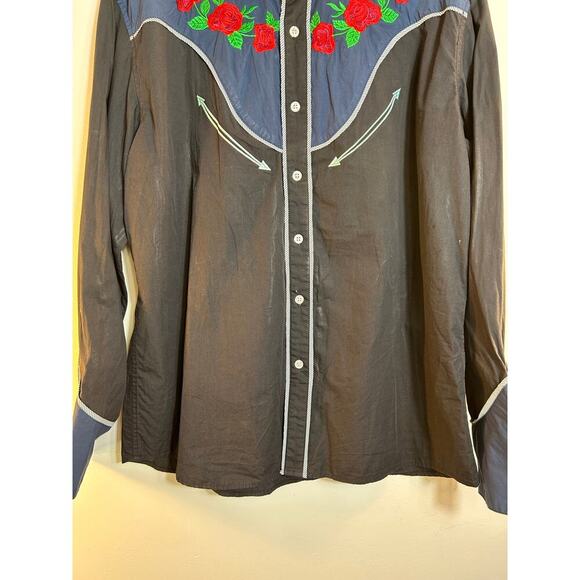 COOFANDY Men’s Embroidered in Roses Button Down Western Shirt / Size: XL - Picture 7 of 9